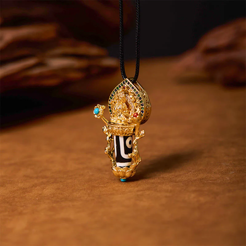 Collana con ciondolo in corda con motivo compassione Buddha Stones Tibetan Dzi Bead Manjusri Bodhisattva