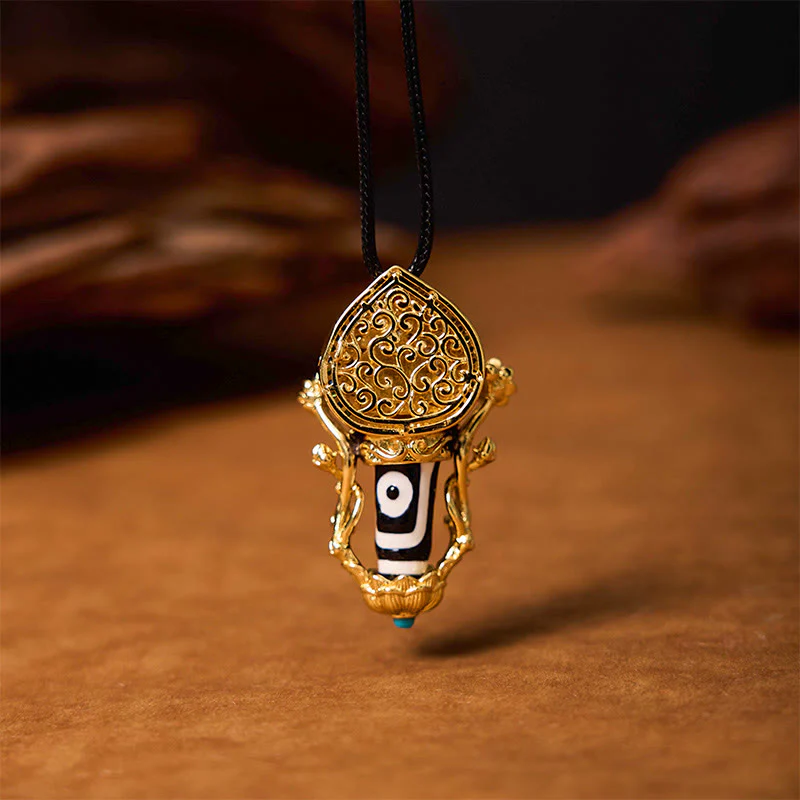 Collana con ciondolo in corda con motivo compassione Buddha Stones Tibetan Dzi Bead Manjusri Bodhisattva - Image 2
