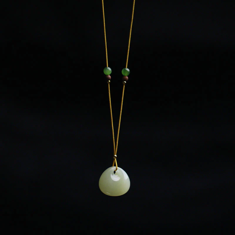 Collana con ciondolo in corda della prosperità con motivo a piccola borsa in giada naturale di Hetian - Image 13