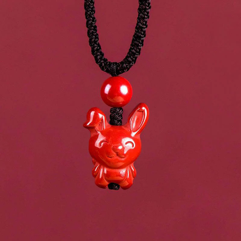 Collana con ciondolo in corda di benedizione in cinabro con design inciso, anno del cavallo, zodiaco cinese Buddha Stones - Image 13