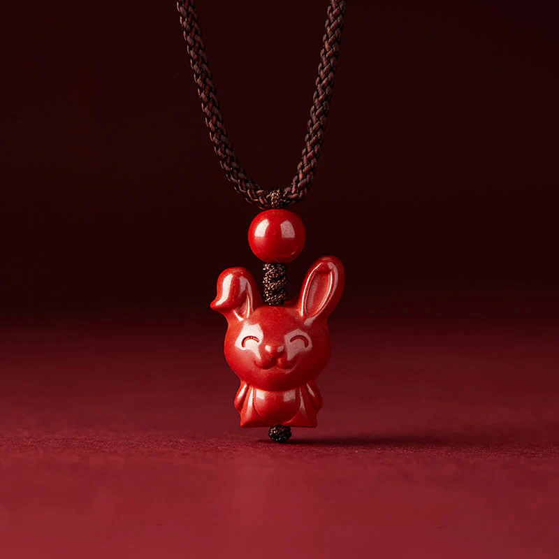 Collana con ciondolo in corda di benedizione in cinabro con design inciso, anno del cavallo, zodiaco cinese Buddha Stones - Image 14