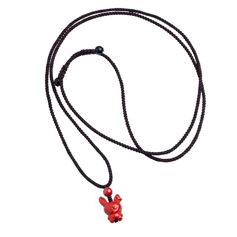 Collana con ciondolo in corda di benedizione in cinabro con design inciso, anno del cavallo, zodiaco cinese Buddha Stones - Image 20