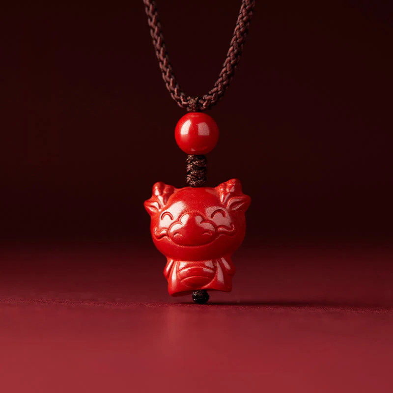 Collana con ciondolo in corda di benedizione in cinabro con design inciso, anno del cavallo, zodiaco cinese Buddha Stones - Image 22