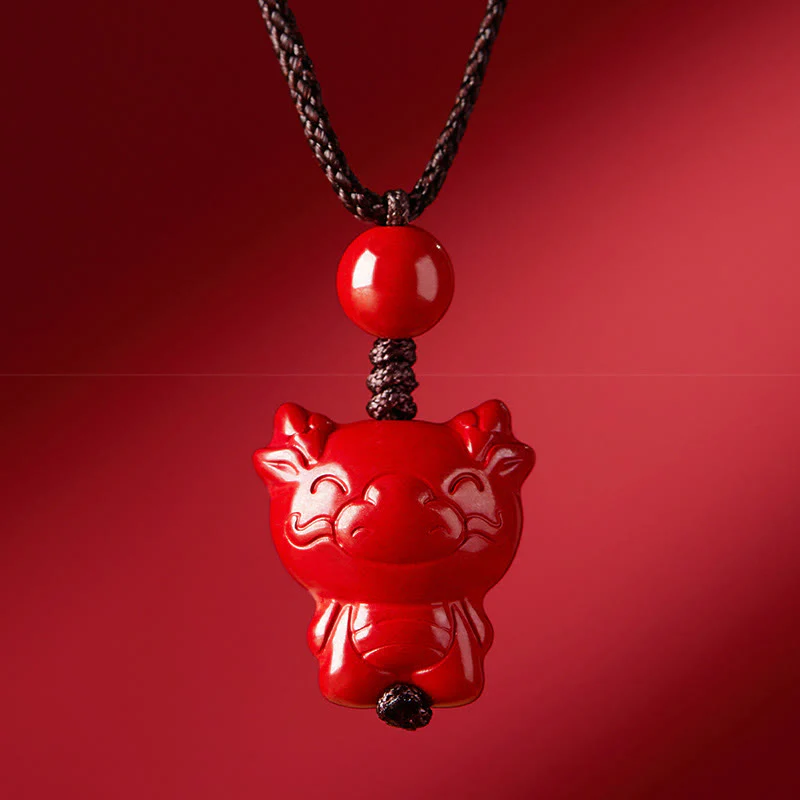 Collana con ciondolo in corda di benedizione in cinabro con design inciso, anno del cavallo, zodiaco cinese Buddha Stones - Image 23