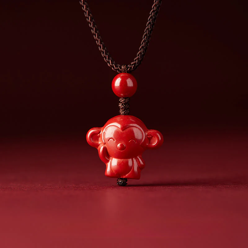 Collana con ciondolo in corda di benedizione in cinabro con design inciso, anno del cavallo, zodiaco cinese Buddha Stones - Image 34