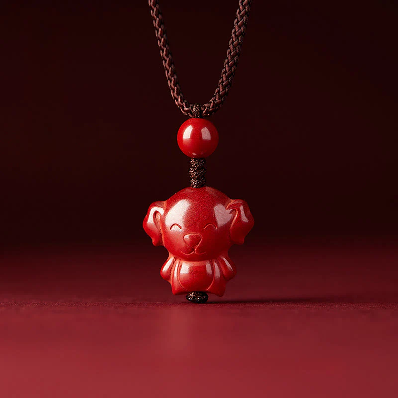 Collana con ciondolo in corda di benedizione in cinabro con design inciso, anno del cavallo, zodiaco cinese Buddha Stones - Image 38
