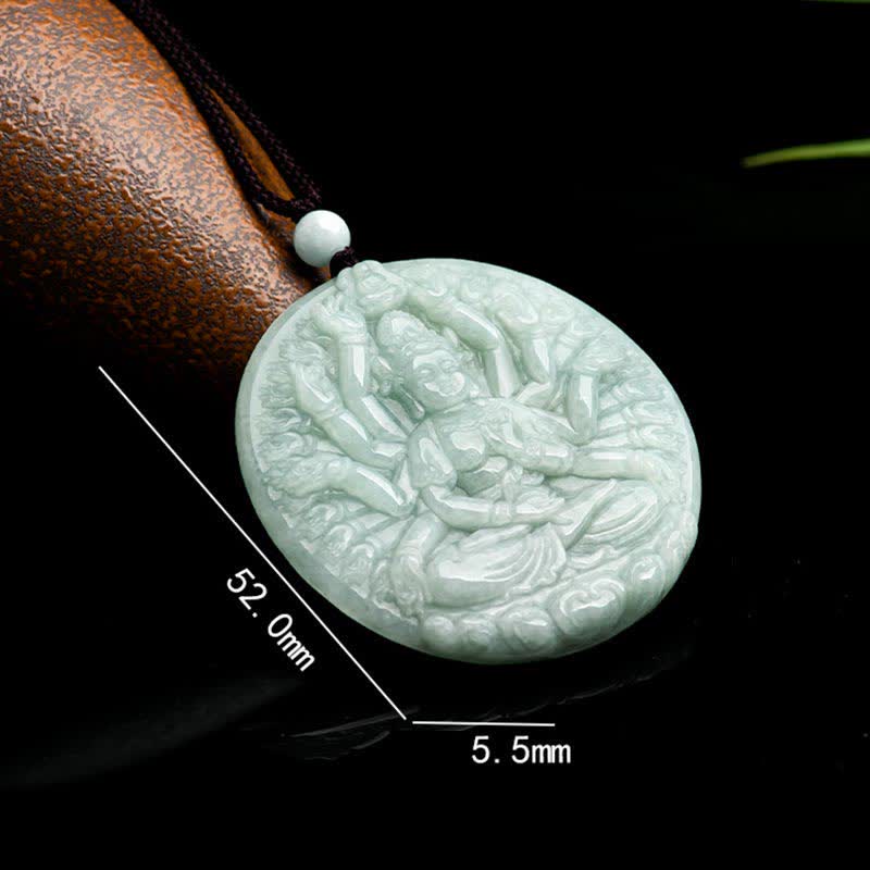 Collana con ciondolo in corda di giada con benedizione di Avalokitesvara di Kwan Yin a mille mani - Image 11