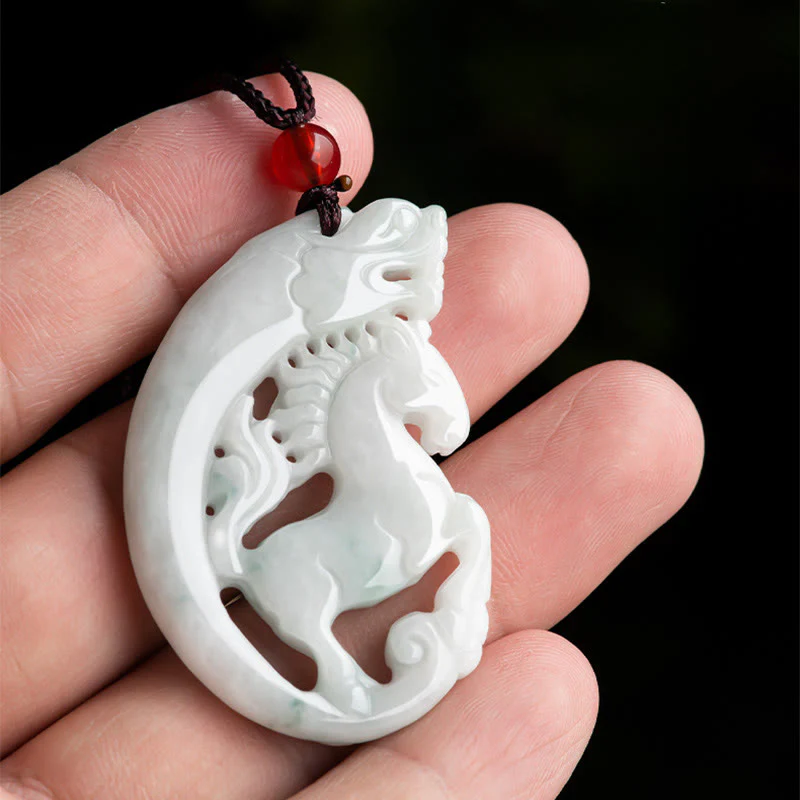 Collana con ciondolo in corda di giada e pietre Buddha Stones dell'anno del cavallo del drago - Image 5