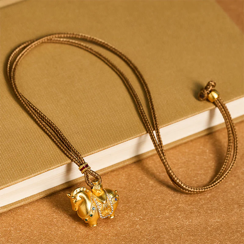 Collana con ciondolo in corda di ottone placcato oro 24k " Buddha Stones Year Of The Horse" - Image 13