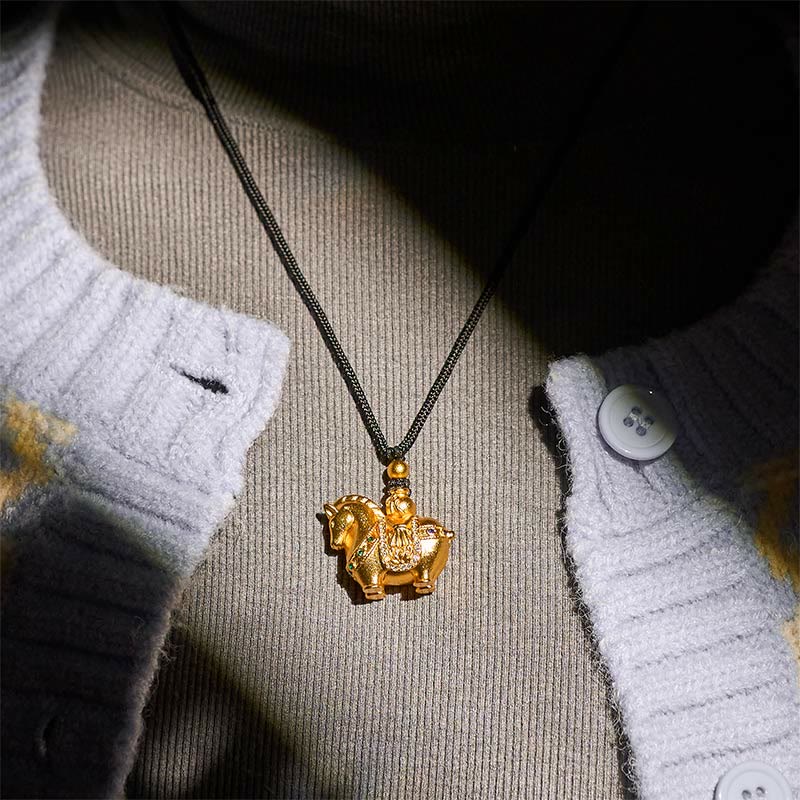 Collana con ciondolo in corda di ottone placcato oro 24k " Buddha Stones Year Of The Horse" - Image 8