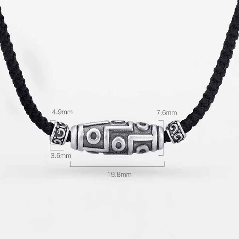 Collana con ciondolo in corda di protezione con motivo a nove occhi Dzi in argento sterling 999 Buddha Stones - Image 18