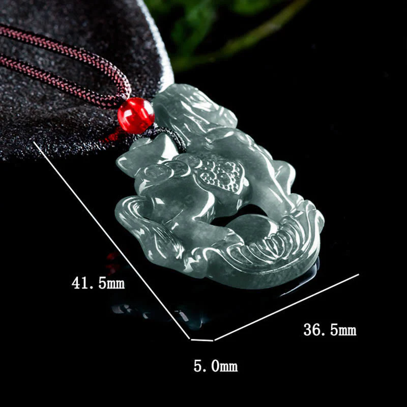 Collana con ciondolo in corda, lingotto di giada, Buddha Stones, anno del cavallo, fortuna e prosperità - Image 10