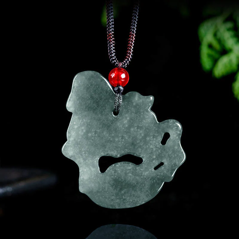 Collana con ciondolo in corda, lingotto di giada, Buddha Stones, anno del cavallo, fortuna e prosperità - Image 5