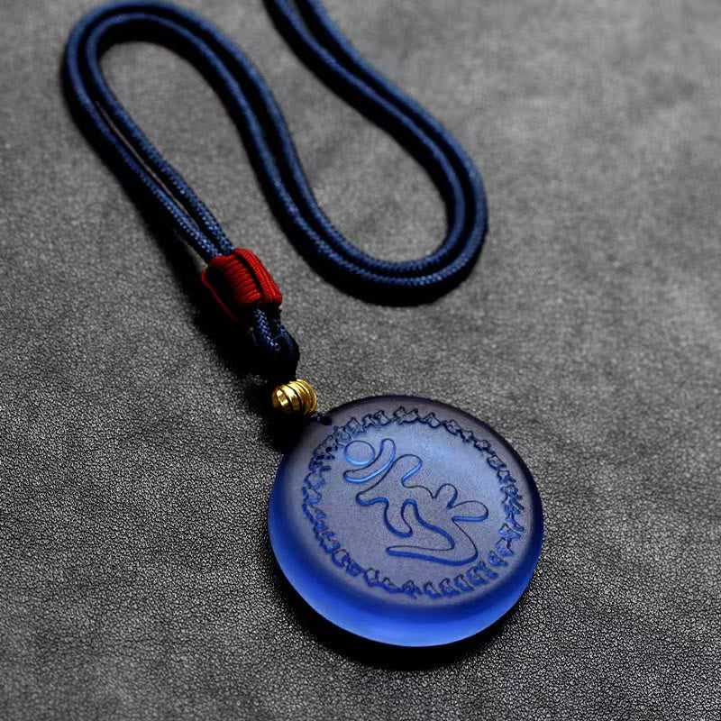 Collana con ciondolo in cristallo Liuli con mantra Shurangama Buddha Stones in Tibet - Image 3