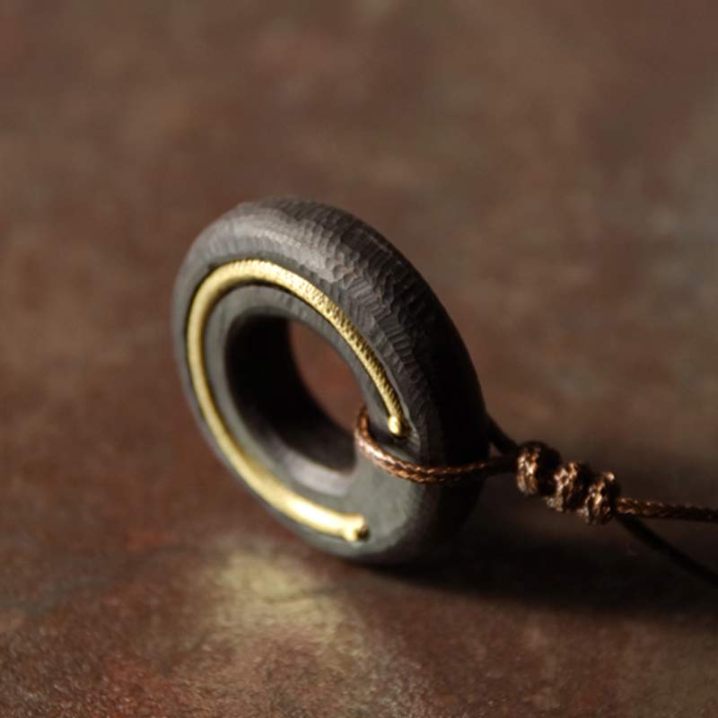 Collana con ciondolo in legno di ebano, cerchio zen, Buddha Stones , pace e calma - Image 10