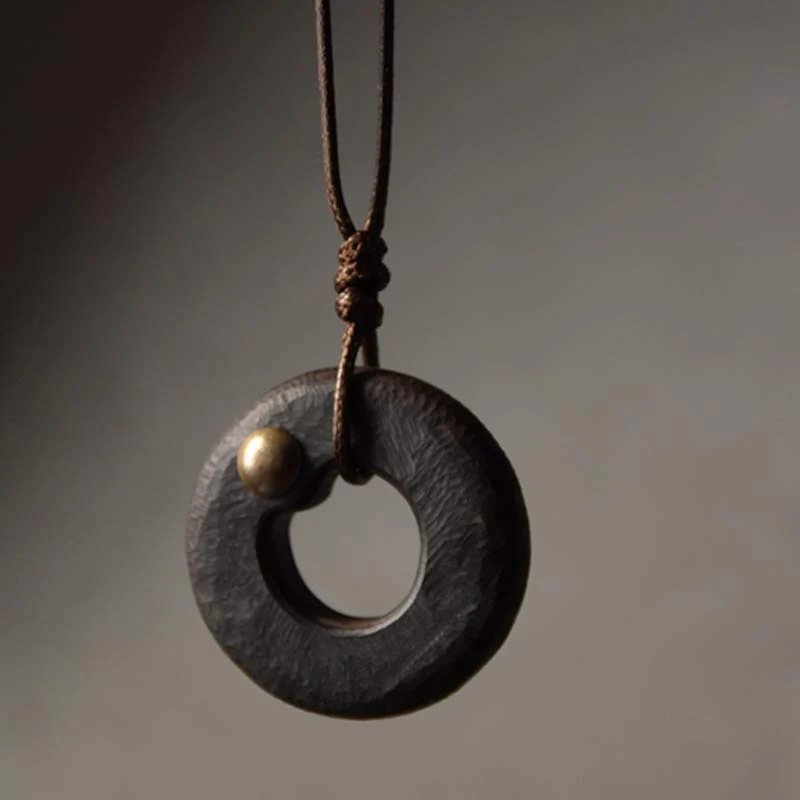 Collana con ciondolo in legno di ebano, cerchio zen, Buddha Stones , pace e calma - Image 11