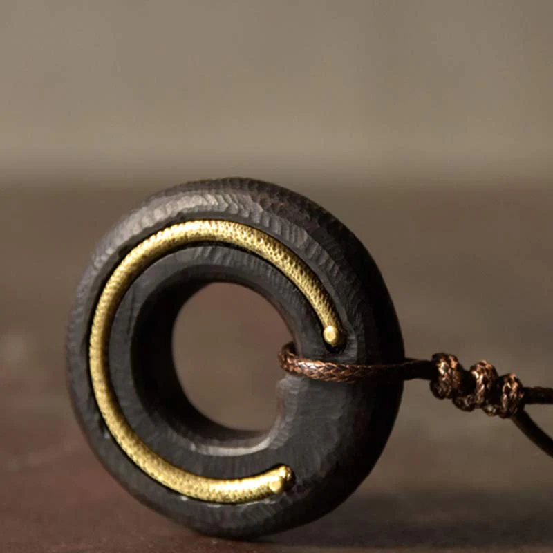 Collana con ciondolo in legno di ebano, cerchio zen, Buddha Stones , pace e calma - Image 14