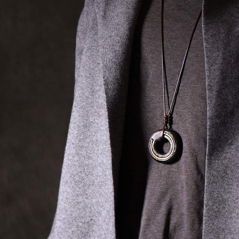 Collana con ciondolo in legno di ebano, cerchio zen, Buddha Stones , pace e calma - Image 4