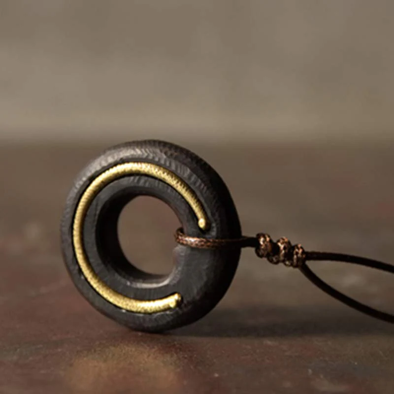 Collana con ciondolo in legno di ebano, cerchio zen, Buddha Stones , pace e calma - Image 9