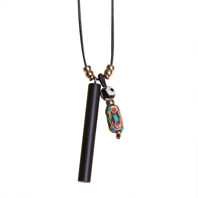 Collana con ciondolo in legno di ebano tibetano Dzi Bead Peace Calm - Image 4