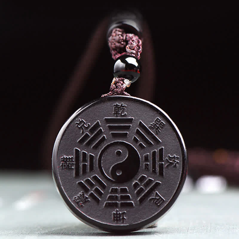 Collana con ciondolo in ossidiana nera Bagua Yin Yang Strength Buddha Stones - Image 3