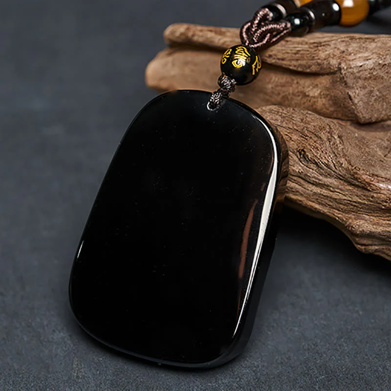 Collana con ciondolo in ossidiana nera con motivo a scimmia dell'anno del cavallo, Om Mani Padme Hum, Buddha Stones - Image 5