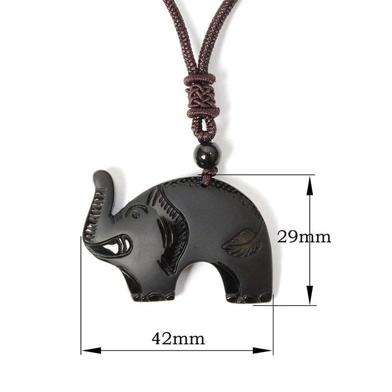 Collana con ciondolo in ossidiana nera con simbolo dell'elefante Buddha Stones intagliate - Image 10