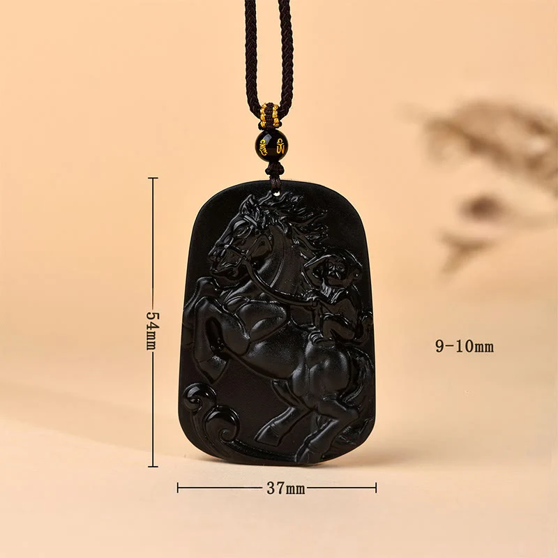 Collana con ciondolo in ossidiana nera naturale dell'anno del cavallo , Buddha Stones - Image 7