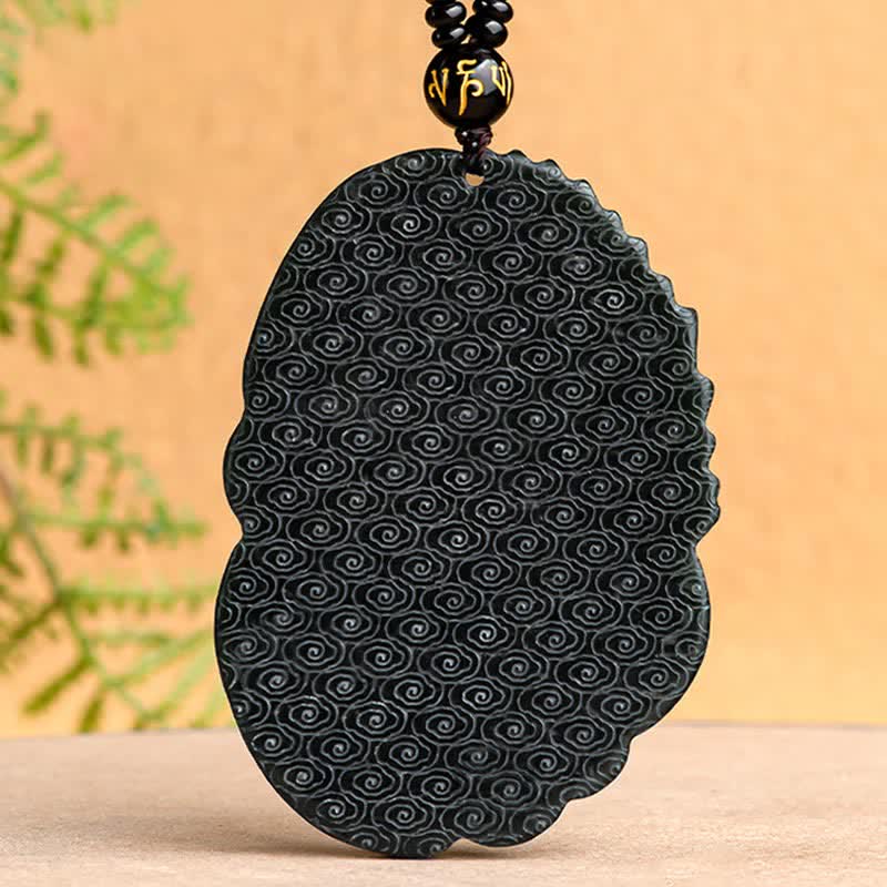 Collana con ciondolo in perline di corda di perline Buddha Stones Hetian Cyan Jade Dragon Success Harmony - Image 10