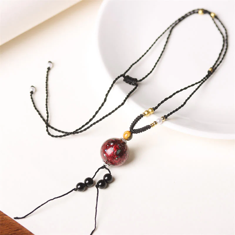 Collana con ciondolo in pietra Buddha Stones, legno di ebano, perlina di Venere, Aurora, lacca artigianale, pace - Image 2