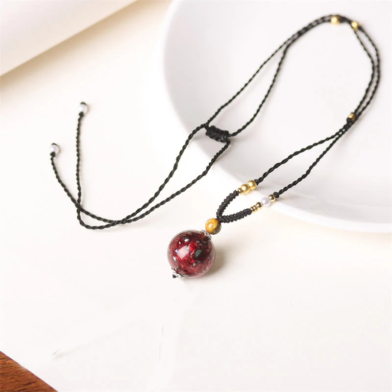 Collana con ciondolo in pietra Buddha Stones, legno di ebano, perlina di Venere, Aurora, lacca artigianale, pace - Image 3
