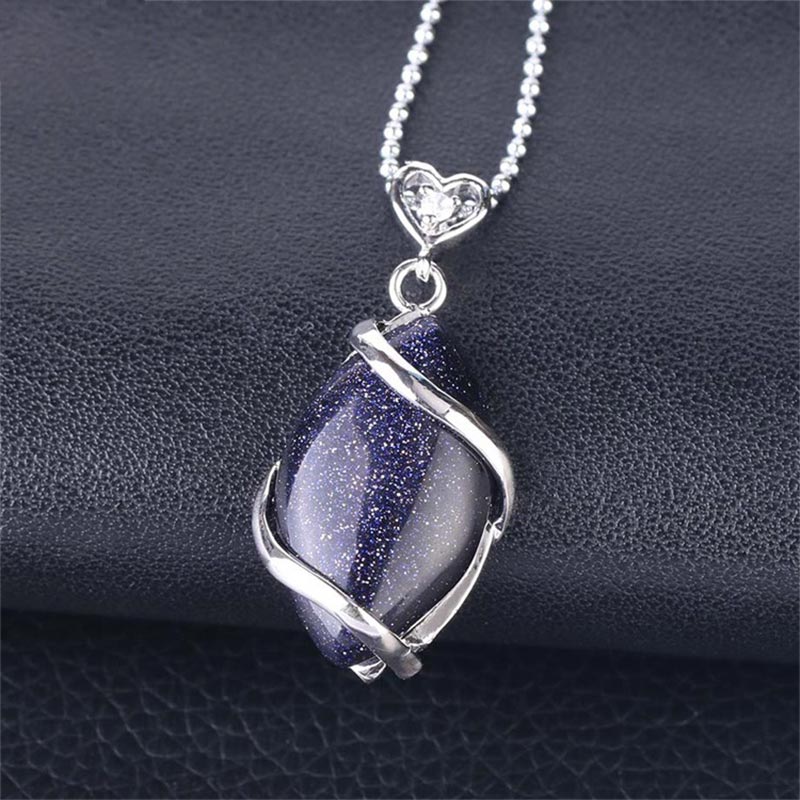 Collana con ciondolo in pietra di cristallo naturale con motivo a marquise Buddha Stones - Image 23