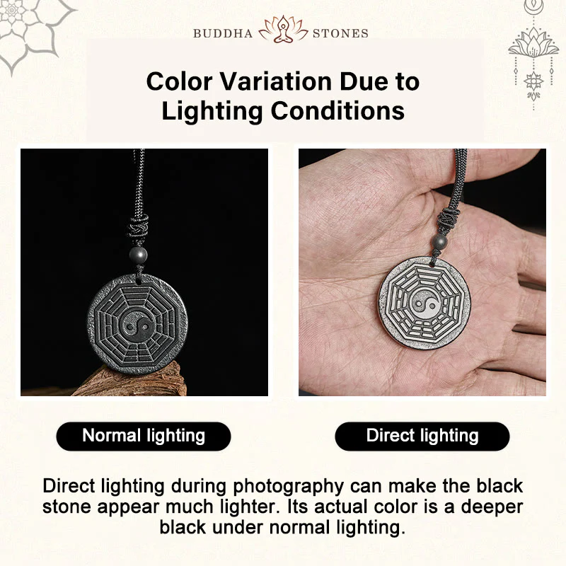 Collana con ciondolo in pietra di shungite autentica con protezione Bagua Yin Yang Buddha Stones - Image 5