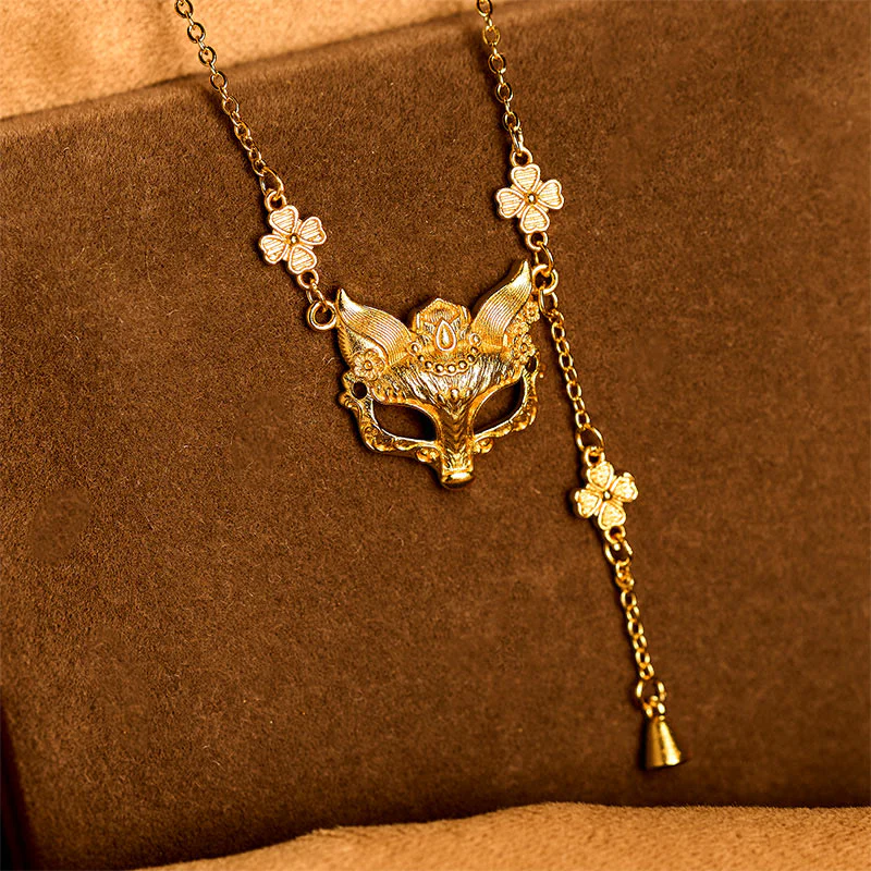 Collana con ciondolo a forma di fiore di volpe in ottone placcato oro 24k con pietra di Buddha - Image 4