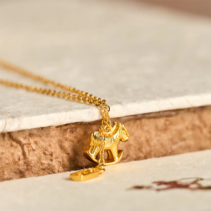 Collana con ciondolo in rame placcato oro 24k "Anno del Cavallo " Buddha Stones - Image 2