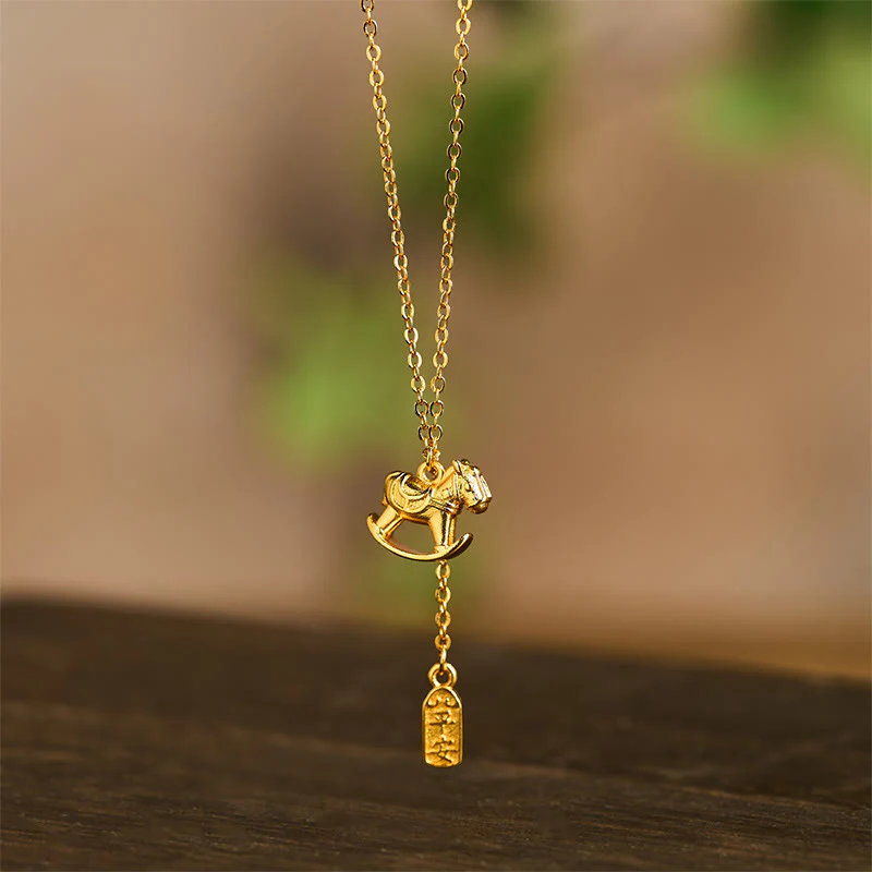 Collana con ciondolo in rame placcato oro 24k "Anno del Cavallo " Buddha Stones - Image 4