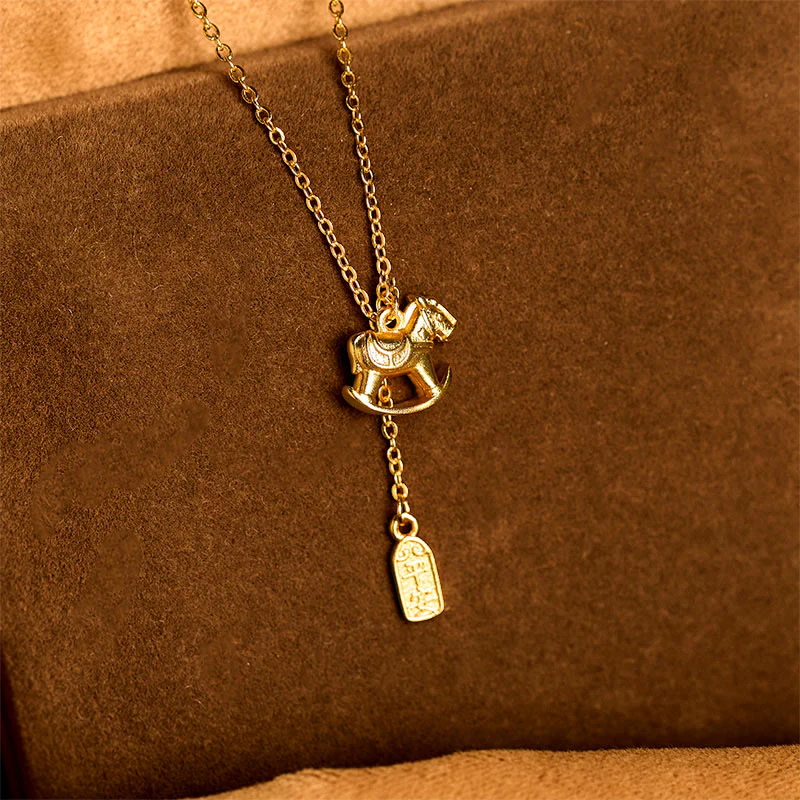 Collana con ciondolo in rame placcato oro 24k "Anno del Cavallo " Buddha Stones - Image 5