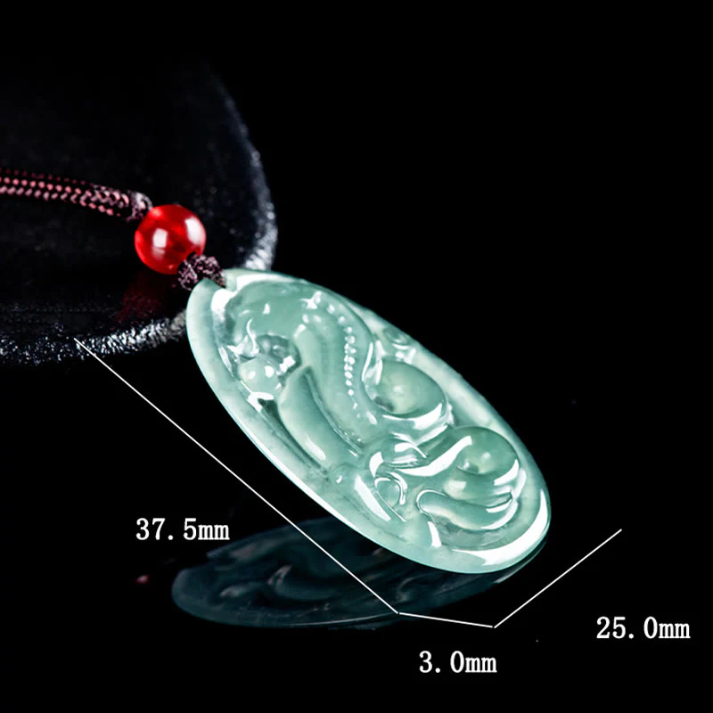 Collana con ciondolo ovale in giada naturale con Buddha Stones , anno del serpente, fortuna - Image 7