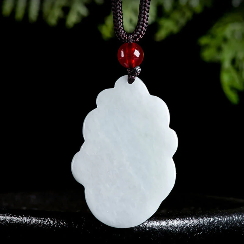 Collana con ciondolo portafortuna a forma di volpe a nove code in giada naturale Buddha Stones - Image 4
