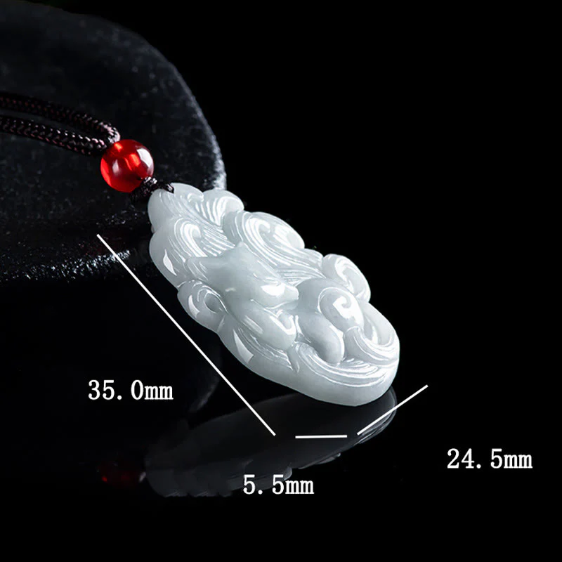 Collana con ciondolo portafortuna a forma di volpe a nove code in giada naturale Buddha Stones - Image 8