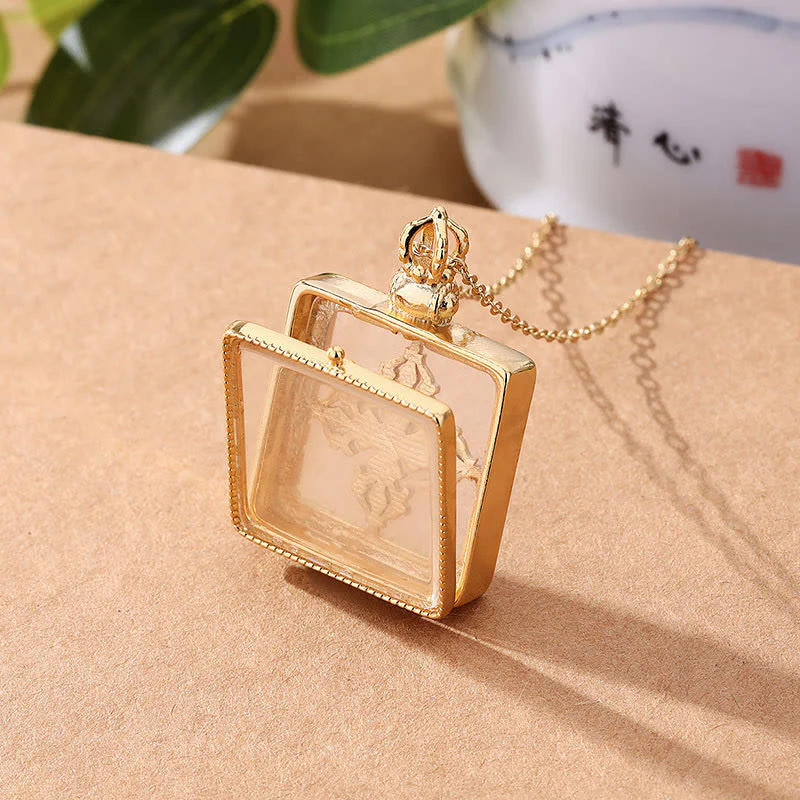 Collana con ciondolo portafortuna con protezione Dorje doppio in giada bianca placcata in oro 24K - Image 4
