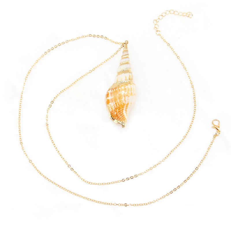 Collana con ciondolo portafortuna in conchiglia naturale Shankha Conch Shell