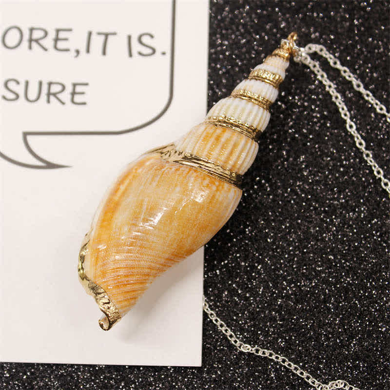 Collana con ciondolo portafortuna in conchiglia naturale Shankha Conch Shell - Image 12