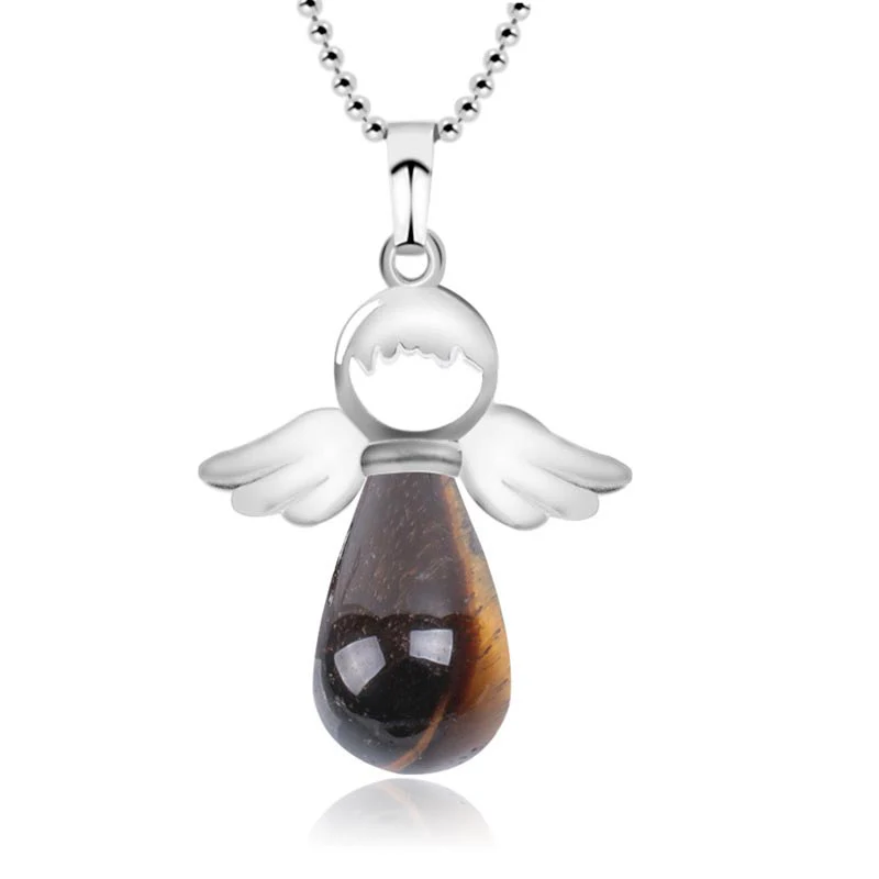 Collana con ciondolo portafortuna in cristallo naturale con piccole ali d'angelo Buddha Stones - Image 10