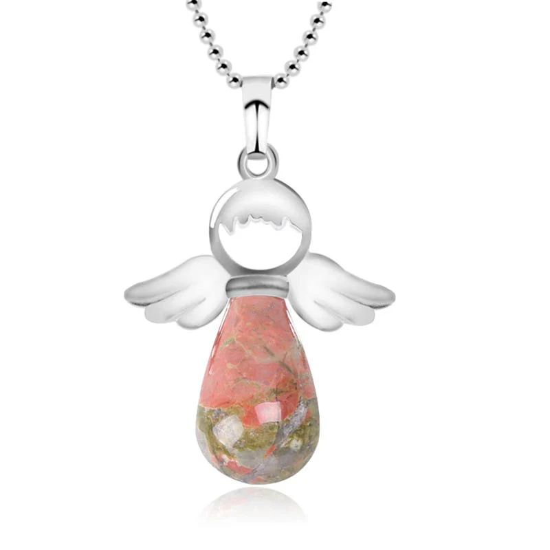 Collana con ciondolo portafortuna in cristallo naturale con piccole ali d'angelo Buddha Stones - Image 12