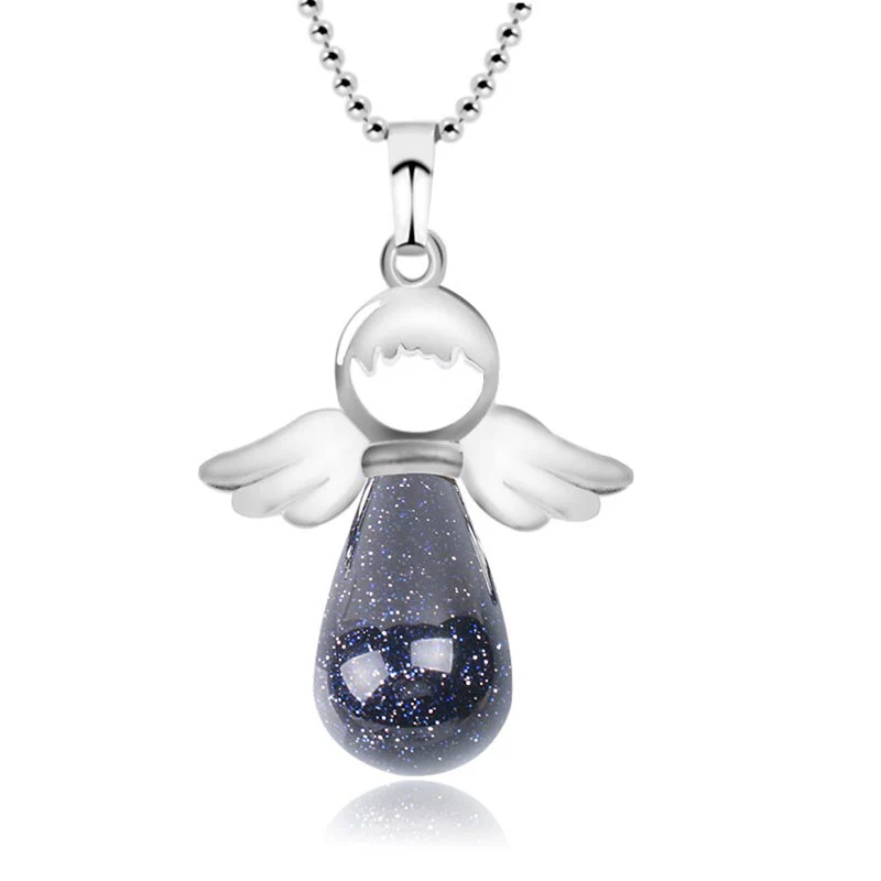 Collana con ciondolo portafortuna in cristallo naturale con piccole ali d'angelo Buddha Stones - Image 16