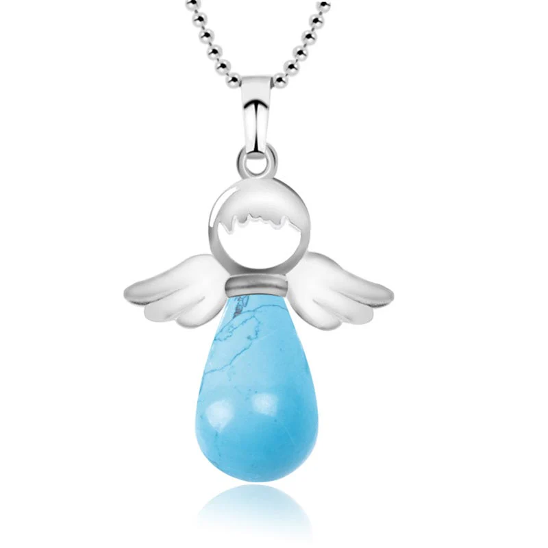 Collana con ciondolo portafortuna in cristallo naturale con piccole ali d'angelo Buddha Stones - Image 18