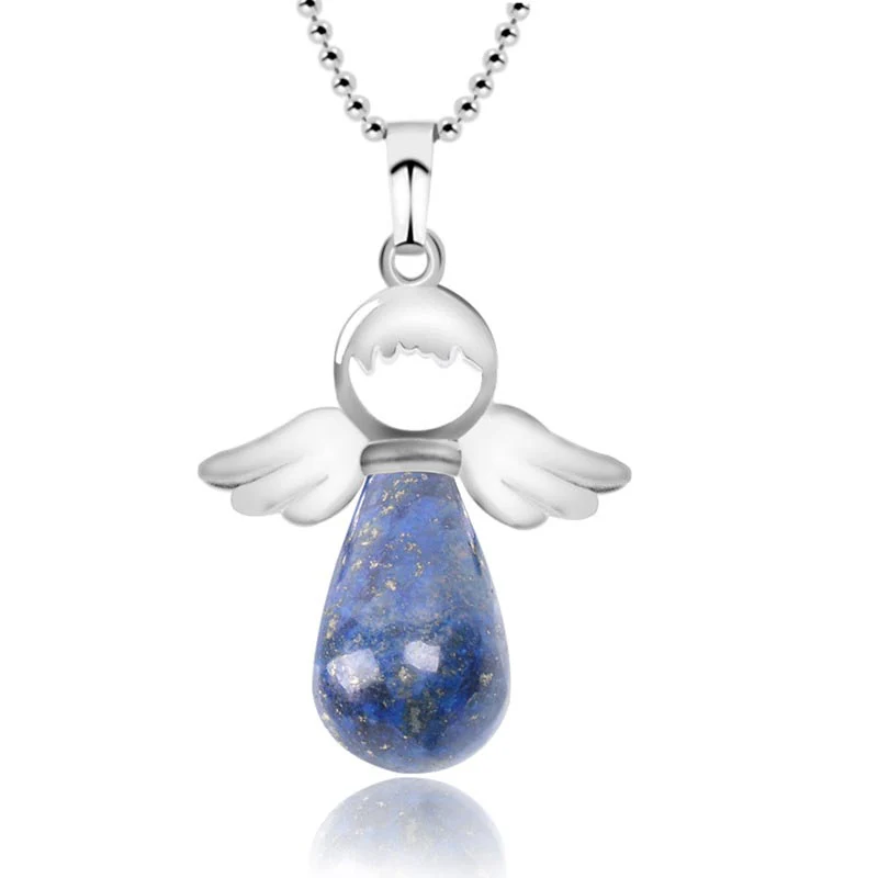 Collana con ciondolo portafortuna in cristallo naturale con piccole ali d'angelo Buddha Stones - Image 24