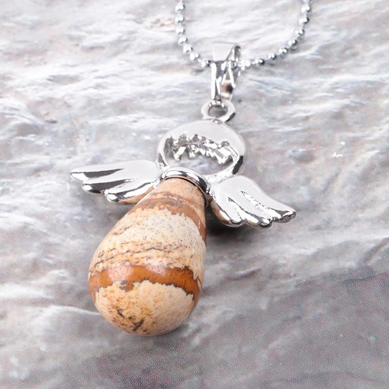 Collana con ciondolo portafortuna in cristallo naturale con piccole ali d'angelo Buddha Stones - Image 27