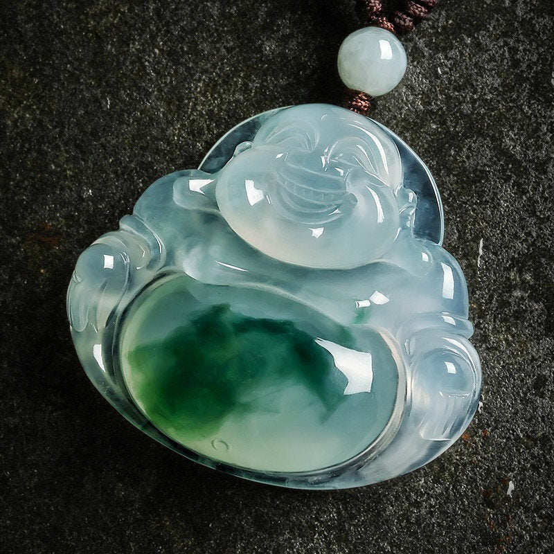 Collana con ciondolo portafortuna in giada ciano Buddha Stones - Image 2
